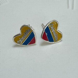 Colombia Flag Earrings S925 Sterling Silver Stud Earrings Handmade